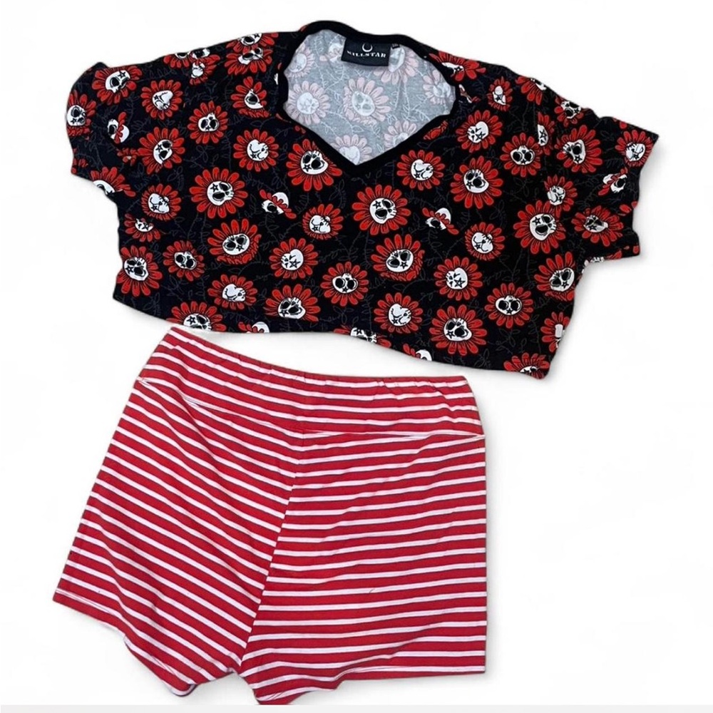 SOLD Killstar Black and Red Floral Pajama Set